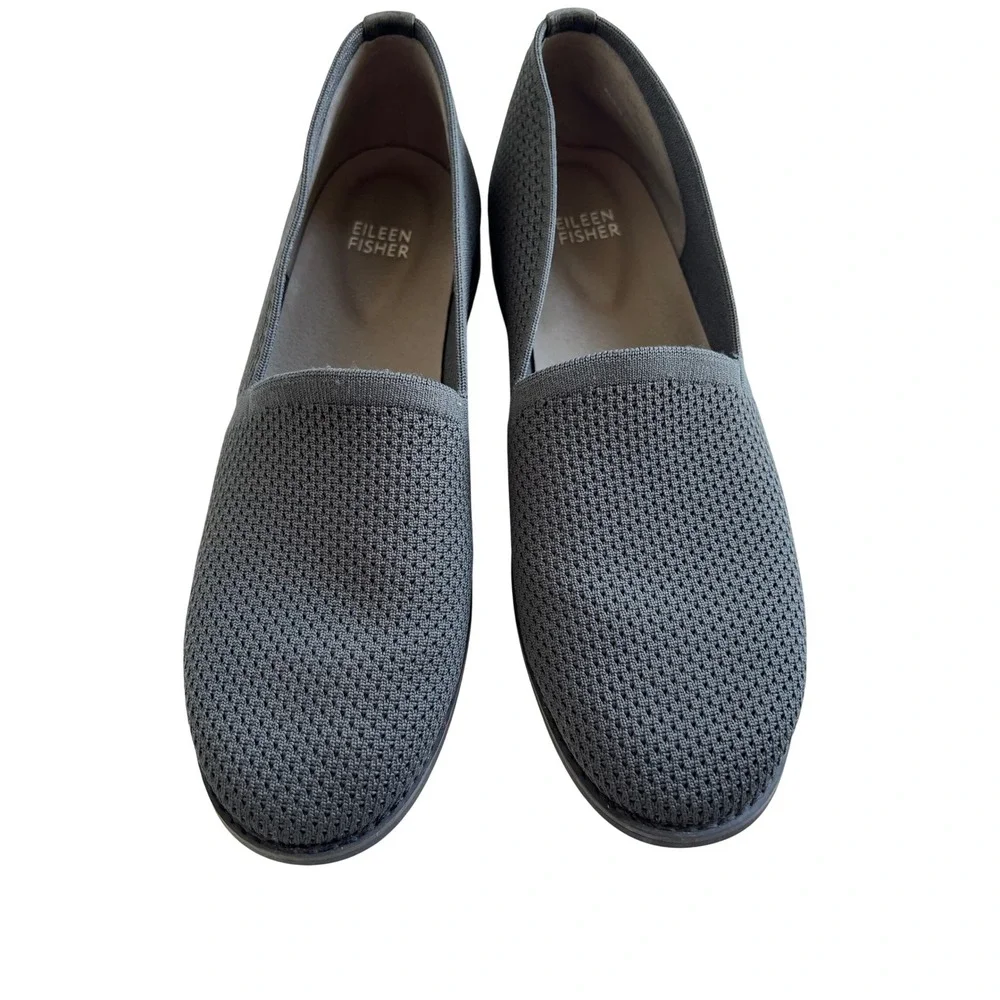 Eileen Fisher Womens Gray Knit Slip On Loafers Flats‎ Shoes Size 8
